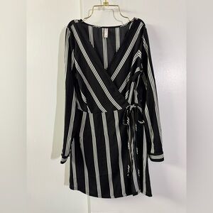 Xhilaration Striped Long Sleeve Wrap Dress